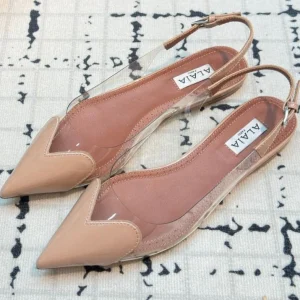 Alaia Heart Flat Slingbacks Nude Sheepskin 800936