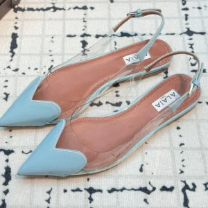 Alaia Heart Flat Slingbacks Blue Sheepskin 800938
