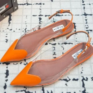 Alaia Heart Flat Slingbacks Orange Sheepskin 800941