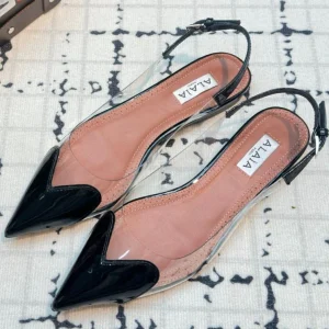 Alaia Heart Flat SlingbacksBlack Sheepskin 800943