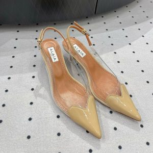 Alaila Le CÅ“ur Slingbacks 60mm In Beige Glossy Lambskin 954829
