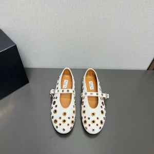 ALAIA MARY JANE SHOES IN WHITE LAMBSKIN GOLD MIX SILVER HARDWARE