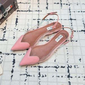 ALAIA FLAT SLINGBACK IN ROSE PINK PATENT CALFSKIN AND FILM