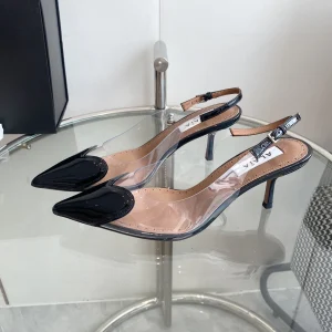 ALAIA HIGH 6 CM SLINGBACK IN BLACK PATENT CALFSKIN AND FILM