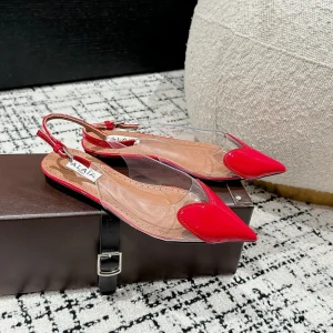 alaia slingbacks flat optic red heart lambskin