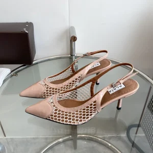 alaia slingbacks 60 fishnet pink heart lambskin