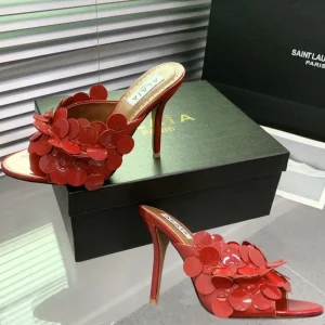 Alaia Confetti Leather Mules Red Sheepskin Cowhide 293164