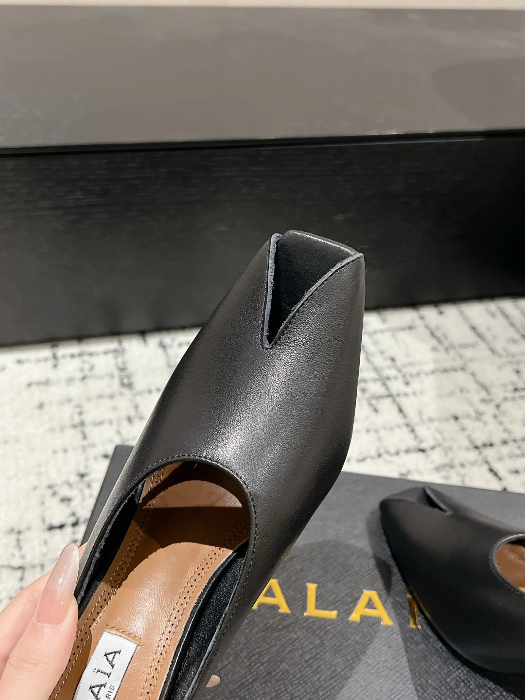 Alaia 25 Spike High Heel Mules Black Lampskin 293181 - Image 6