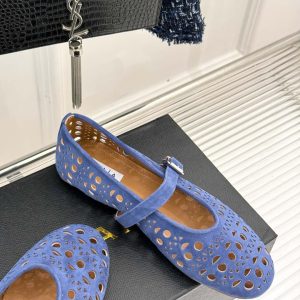 Alaia Women's Ballet Flat Royal Blue Suede 293218