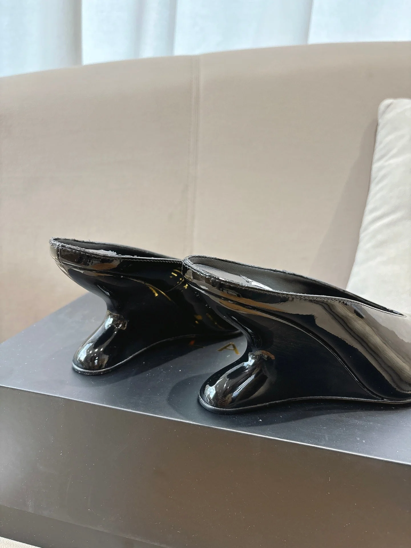 Alaia 25 Curve Wedge Mules Black Lambskin 293555 - Image 6