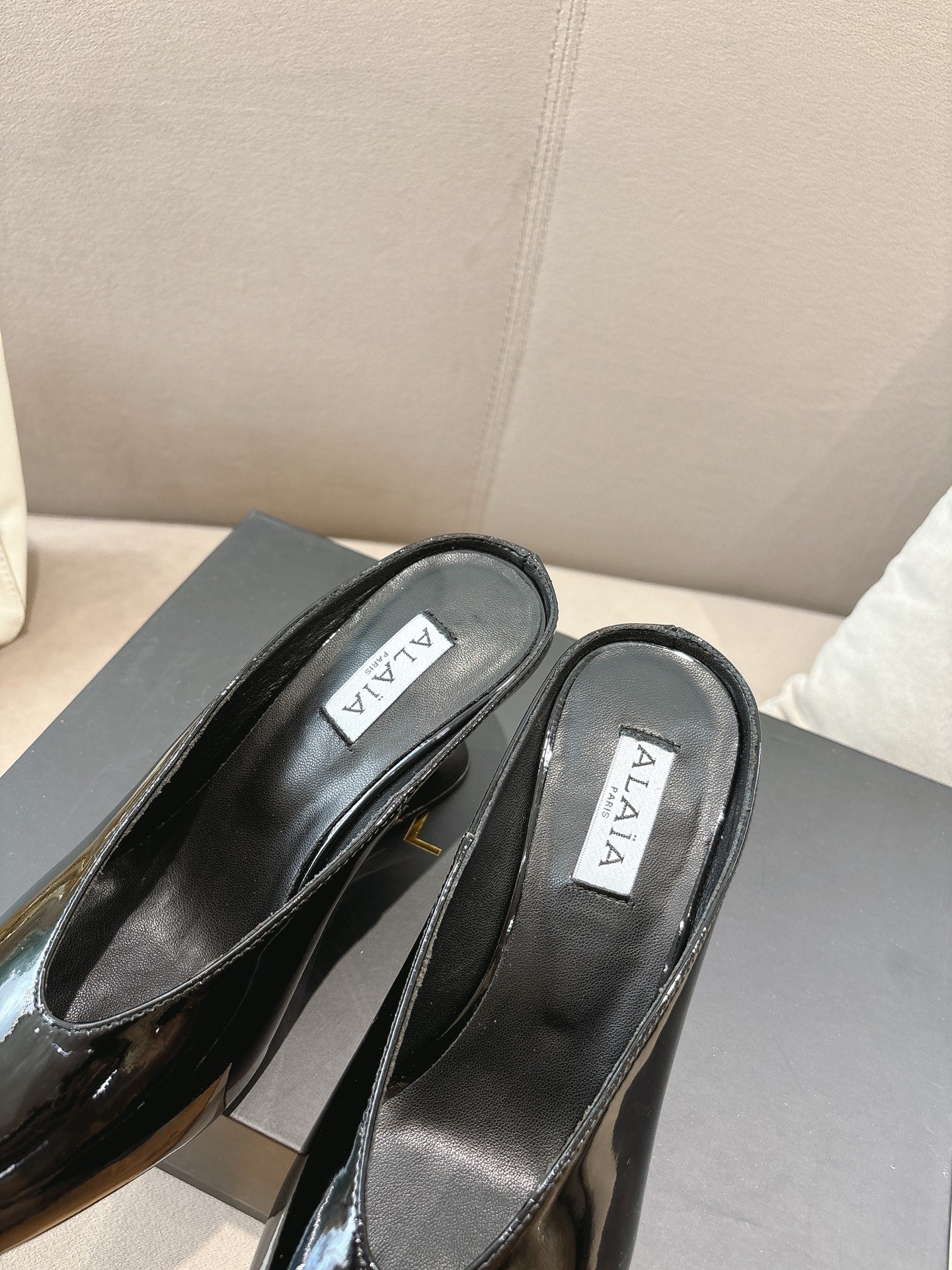Alaia 25 Curve Wedge Mules Black Lambskin 293555 - Image 3