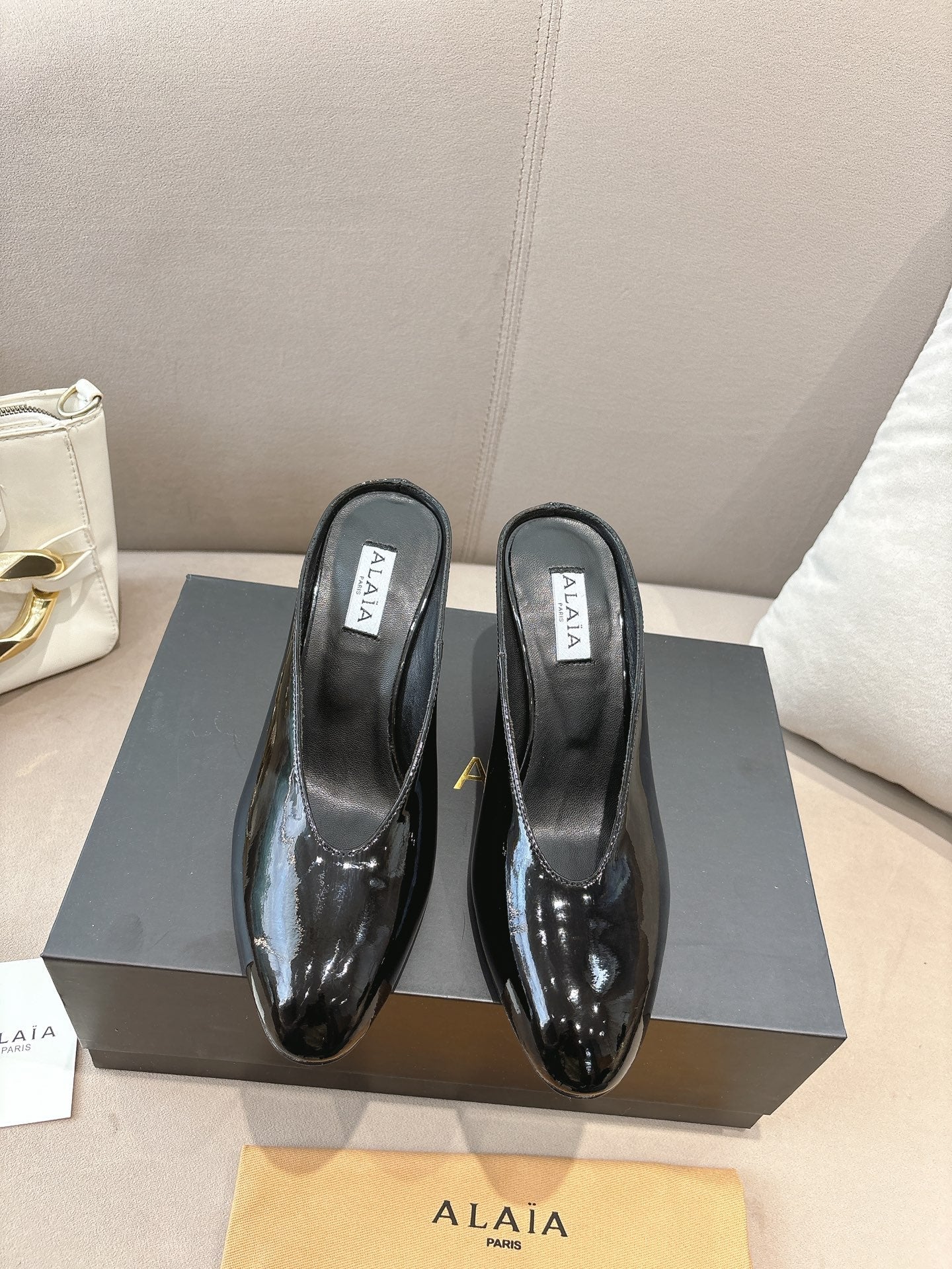 Alaia 25 Curve Wedge Mules Black Lambskin 293555 - Image 5