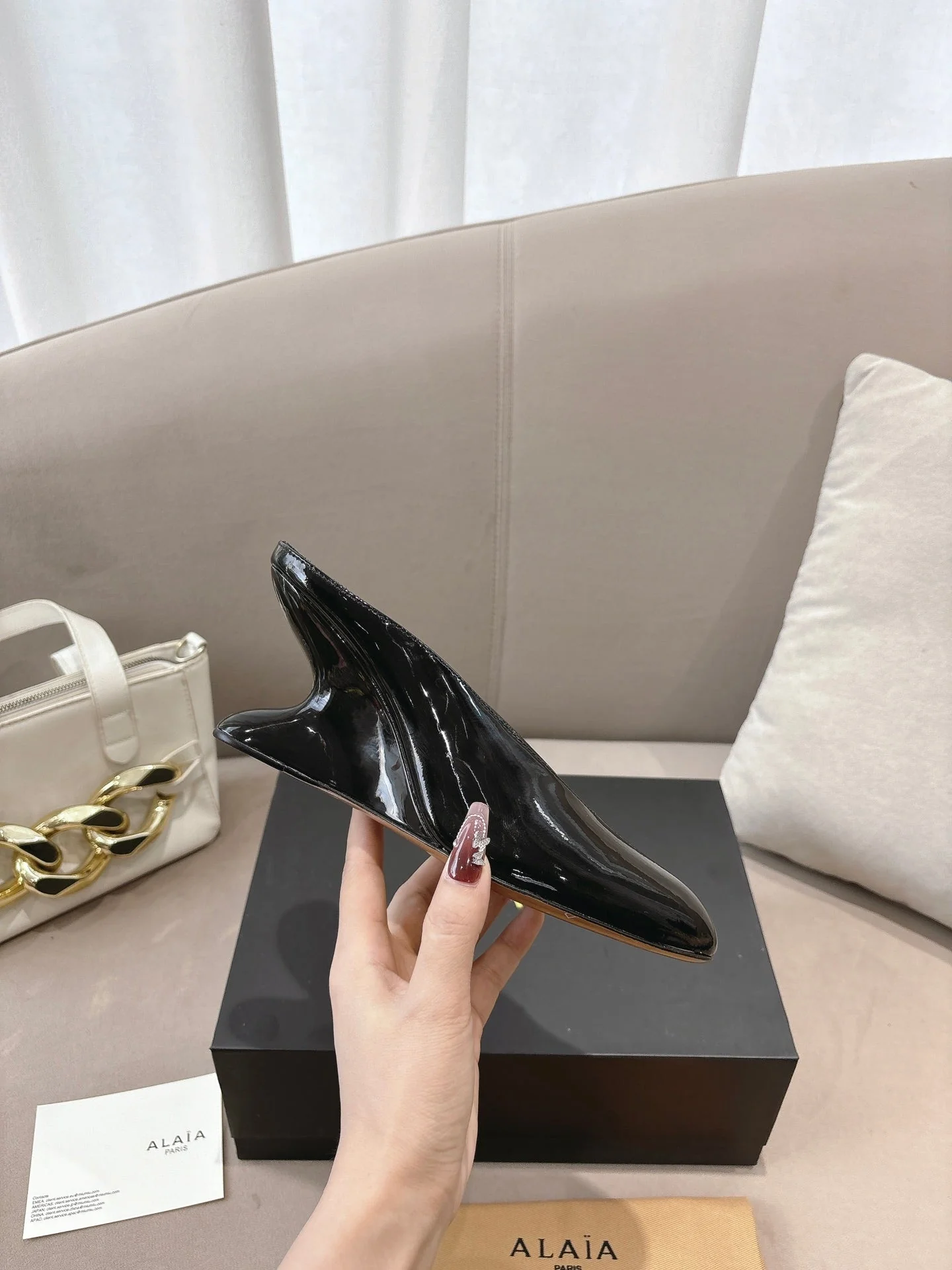 Alaia 25 Curve Wedge Mules Black Lambskin 293555 - Image 9