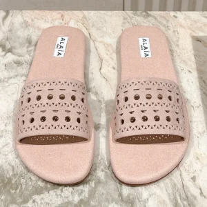 Alaia 2025 Hollow Slippers Pink Leather 293652
