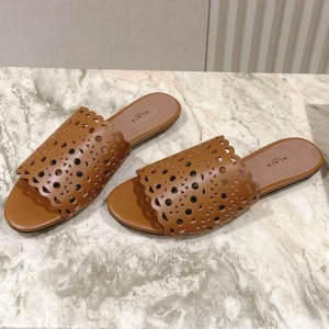 Alaia 2025 Vienne Slippers Brown Lambskin 293658