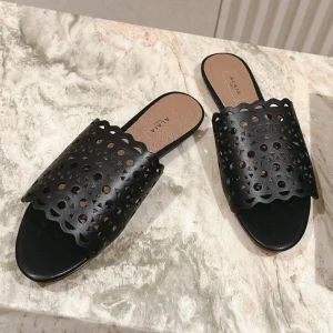 Alaia 2025 Vienne Slippers Black Lambskin 293659