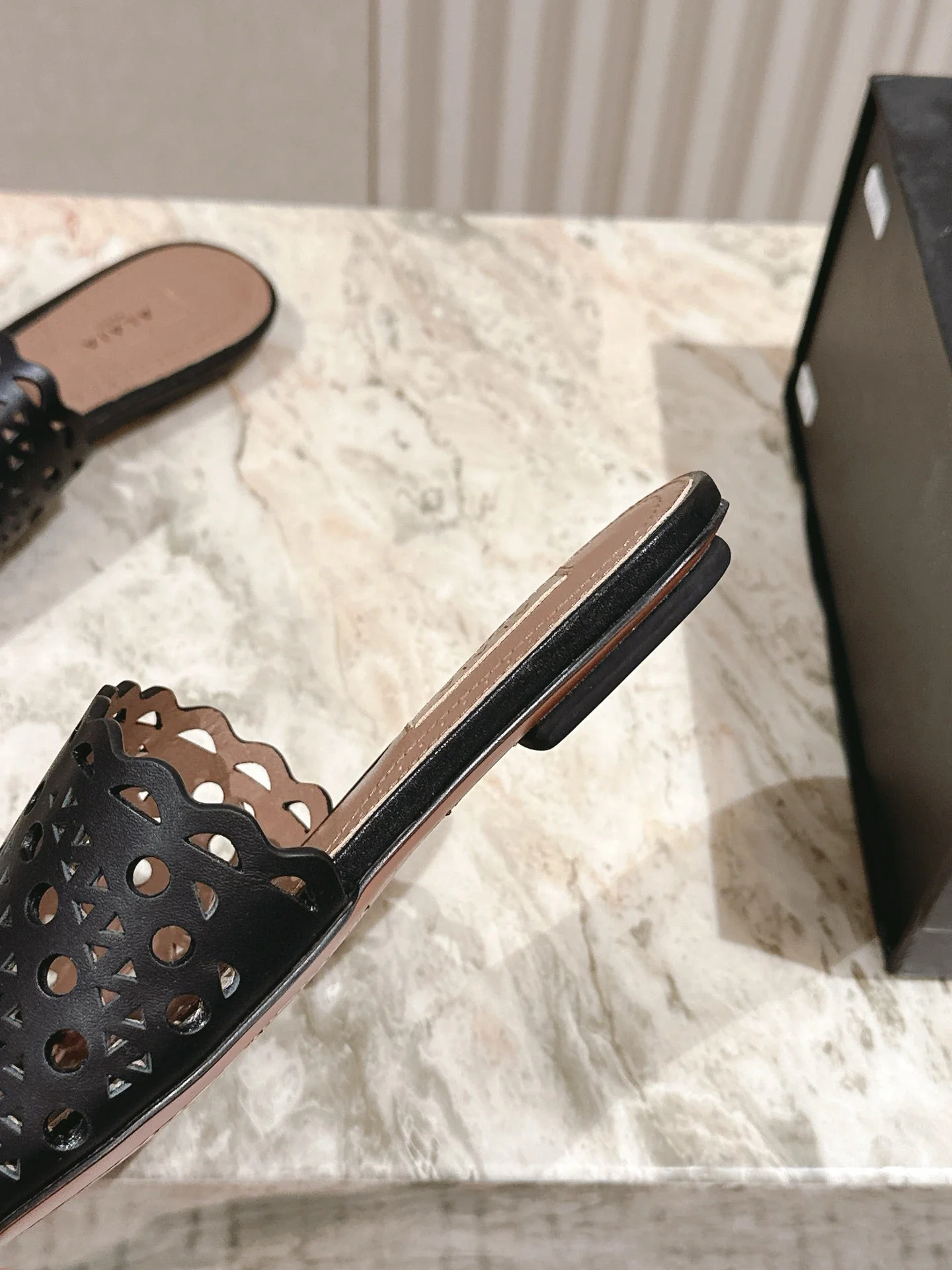 Alaia 2025 Vienne Slippers Black Lambskin 293659 - Image 8