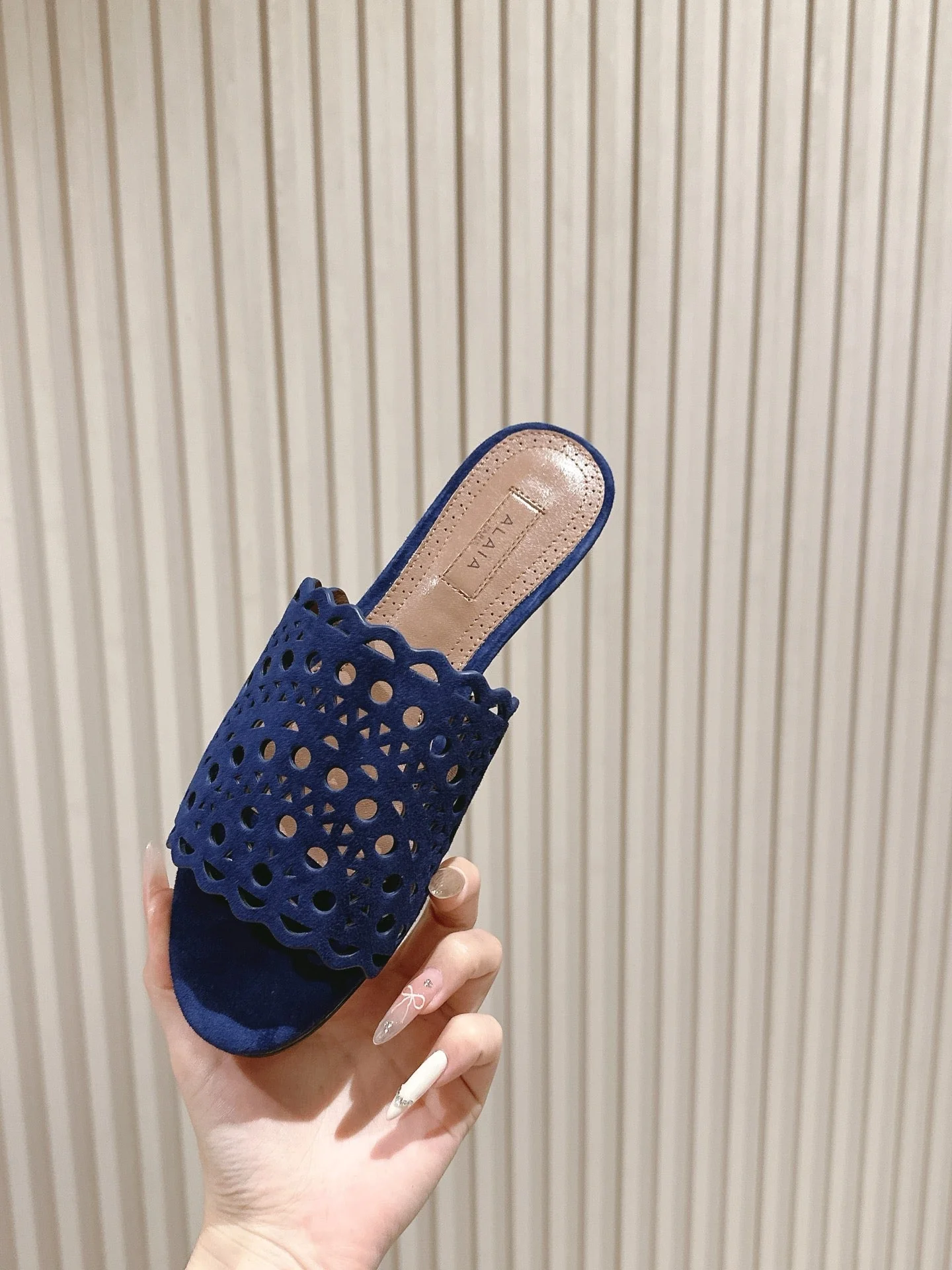 Alaia 2025 Vienne Slippers Blue Lambskin 293661 - Image 3