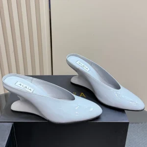 Alaia 2025 Curve Wedge Mules Ivory Lambskin 299671