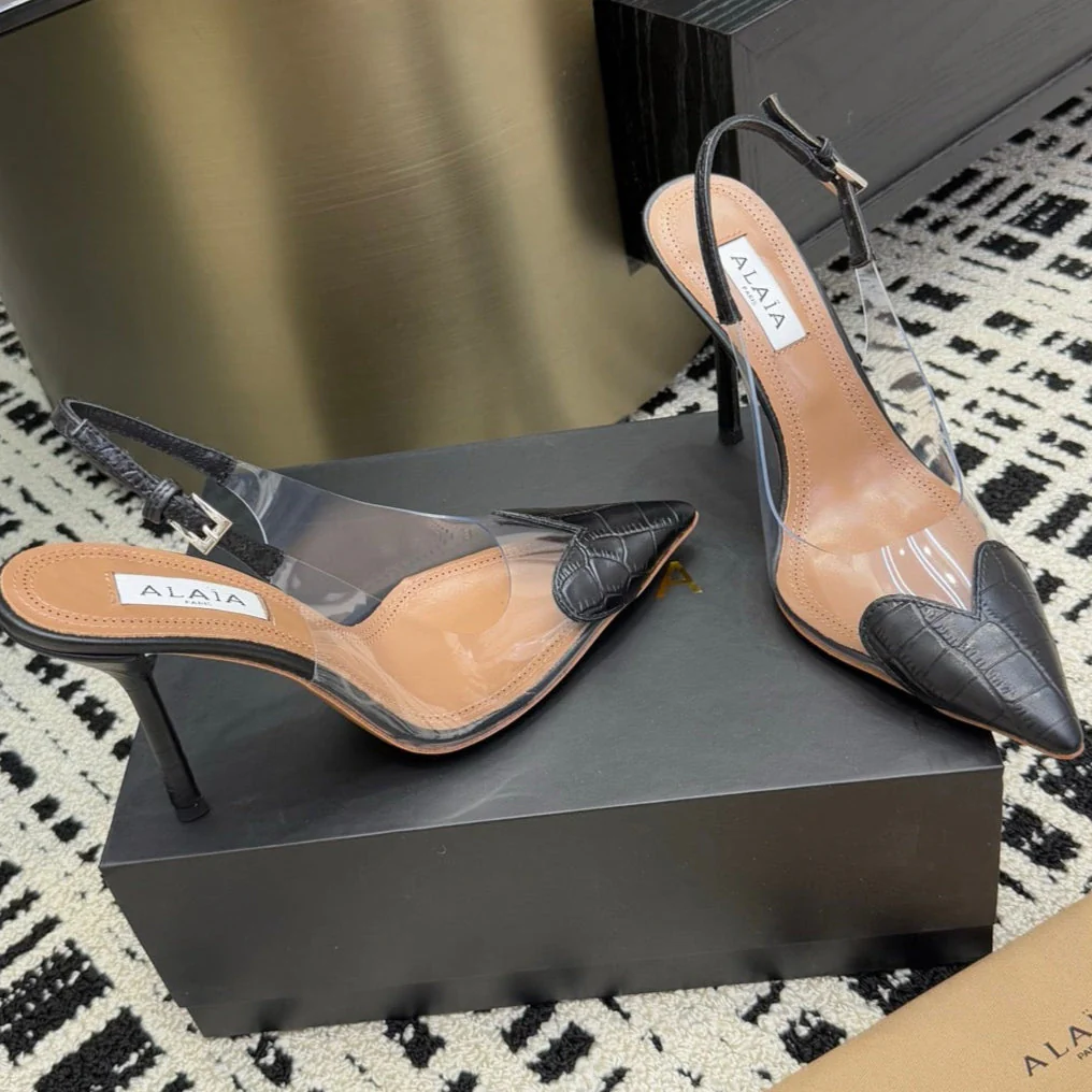 Alaia High Heels Slingbacks Black Sheepskin 299839