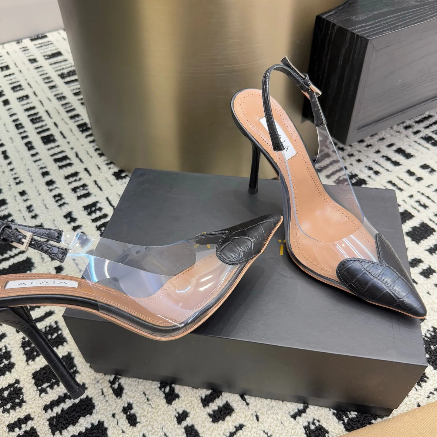 Alaia High Heels Slingbacks Black Sheepskin 299839 - Image 6