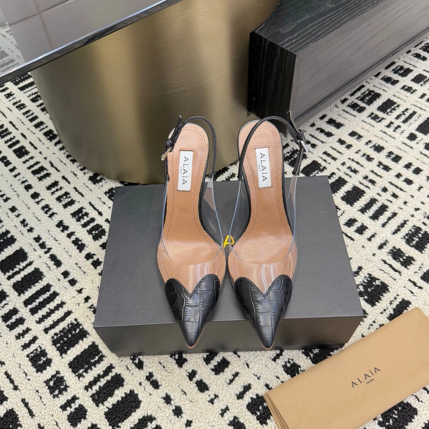 Alaia High Heels Slingbacks Black Sheepskin 299839 - Image 7