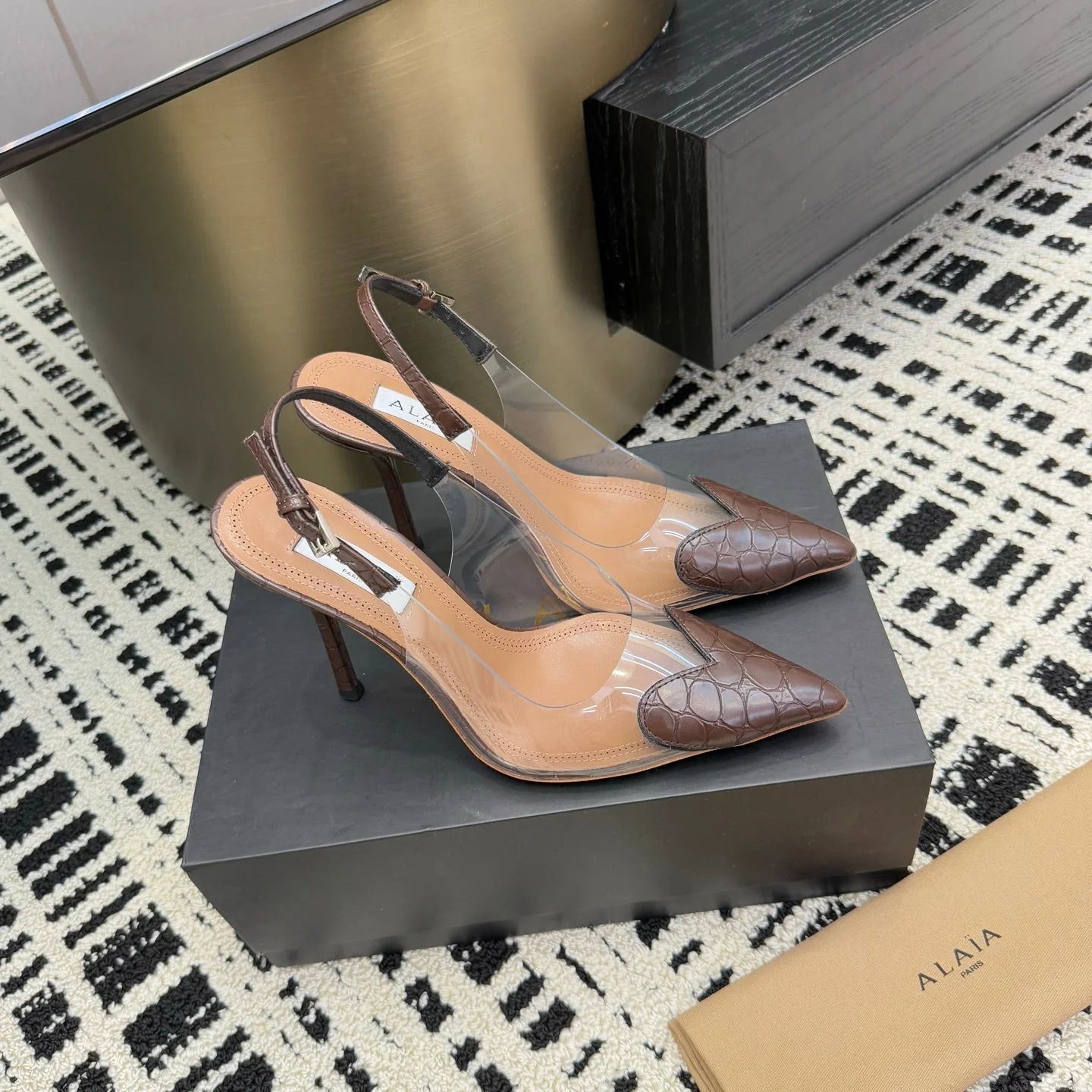 Alaia High Heels Slingbacks Brown Sheepskin 299840 - Image 3