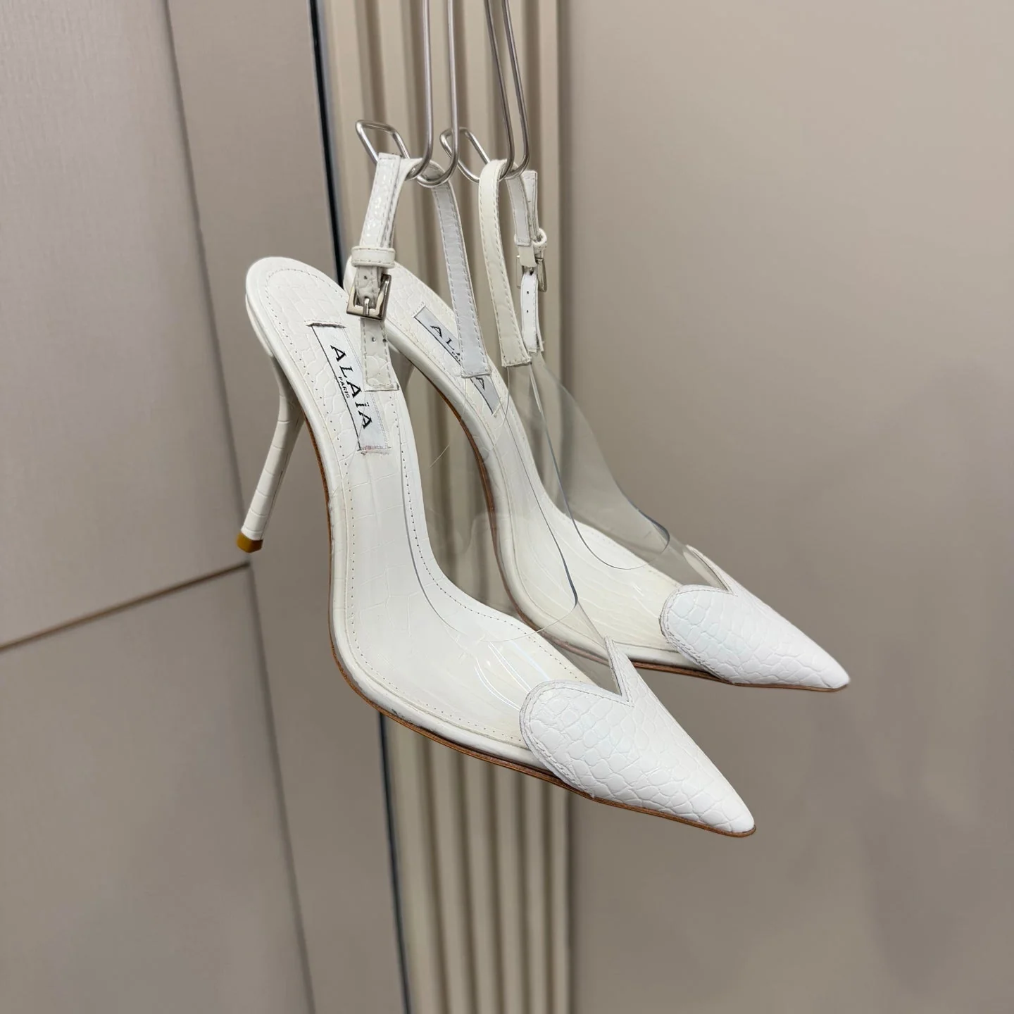 Alaia High Heels Slingbacks White Sheepskin 299841 - Image 5