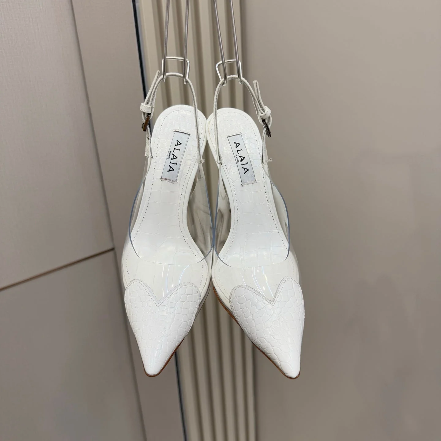 Alaia High Heels Slingbacks White Sheepskin 299841 - Image 9