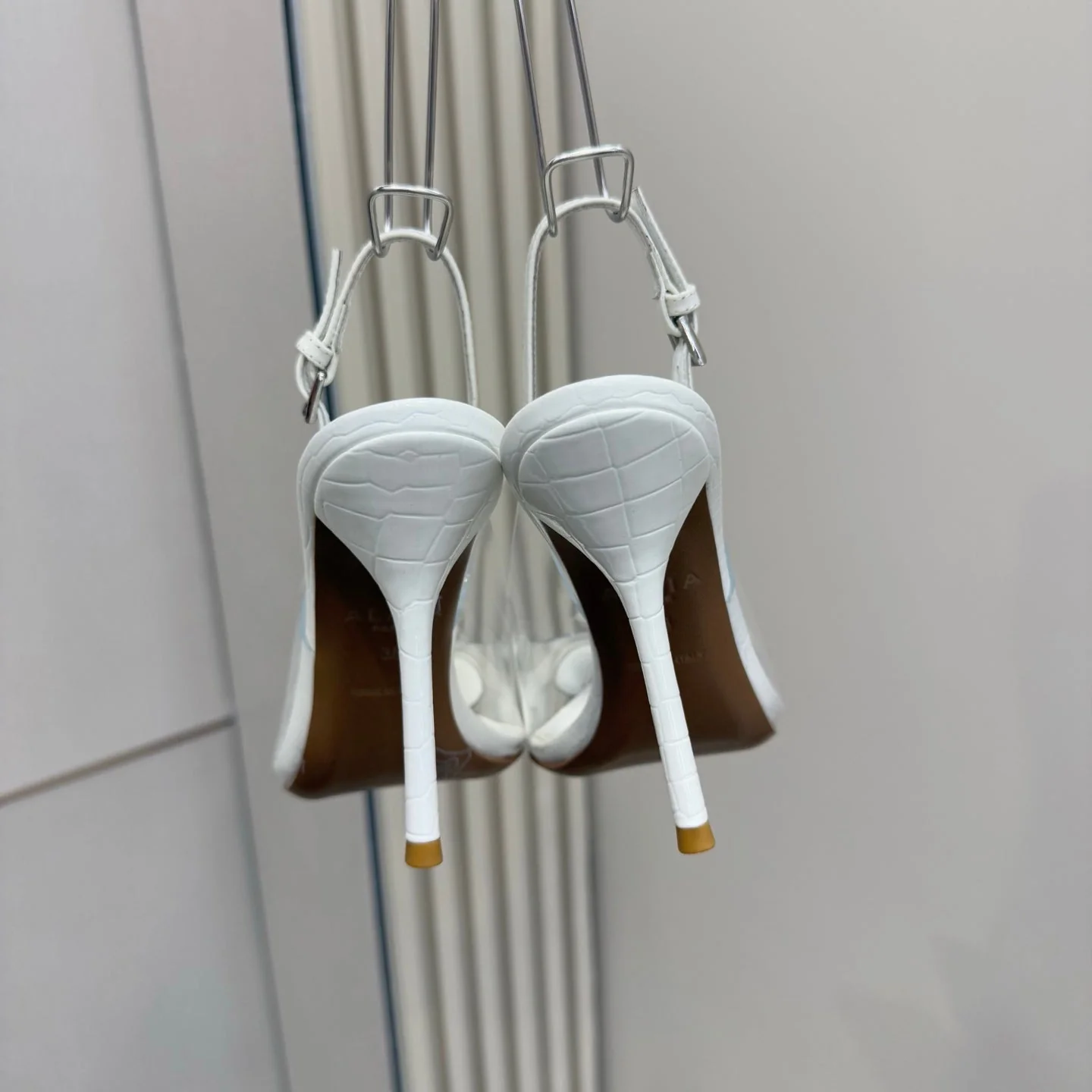 Alaia High Heels Slingbacks White Sheepskin 299841 - Image 8