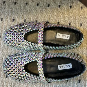 Alaia 25 Embellished Mary Jane Ballet Flats Multicolor Suede 303686