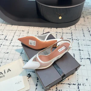 Alaia Heart 50mm Heels Slingbacks White Sheepskin  800931