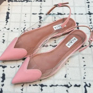 Alaia Heart Flat Slingbacks Pink Sheepskin 800940