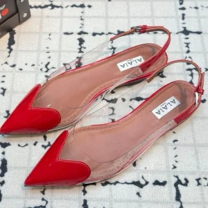 Alaia Heart Flat Slingbacks Red Sheepskin 800942