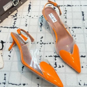 Alaia Heart 50mm Heels Slingbacks Orange Sheepskin 810210