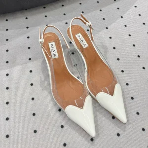 Alaila Le CÅ“ur Slingbacks 60mm In White Glossy Lambskin 954827