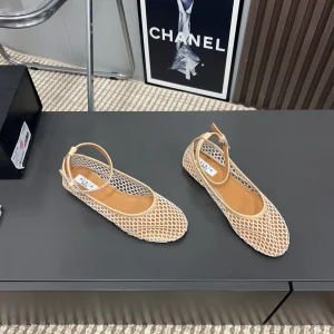 Alaila Mary Jane In Beige Mesh Fabric 996071