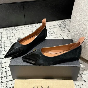 ALAIA PUMP 1 CM IN BLACK SUEDE MIX BLACK CALFSKIN