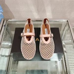 ALAIA BALLET FLATS IN NUDE BEIGE MESH