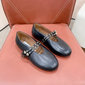 ALAIA MARY JANE SHOES IN BLACK LAMBSKIN WITH GOLD HARDWARE