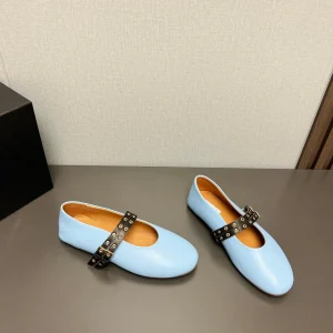 ALAIA MARY JANE SHOES IN LIGHT BLUE LAMBSKIN SILVER HARDWARE