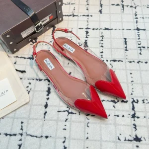 ALAIA FLAT SLINGBACK IN CHERRY RED PATENT CALFSKIN AND FILM