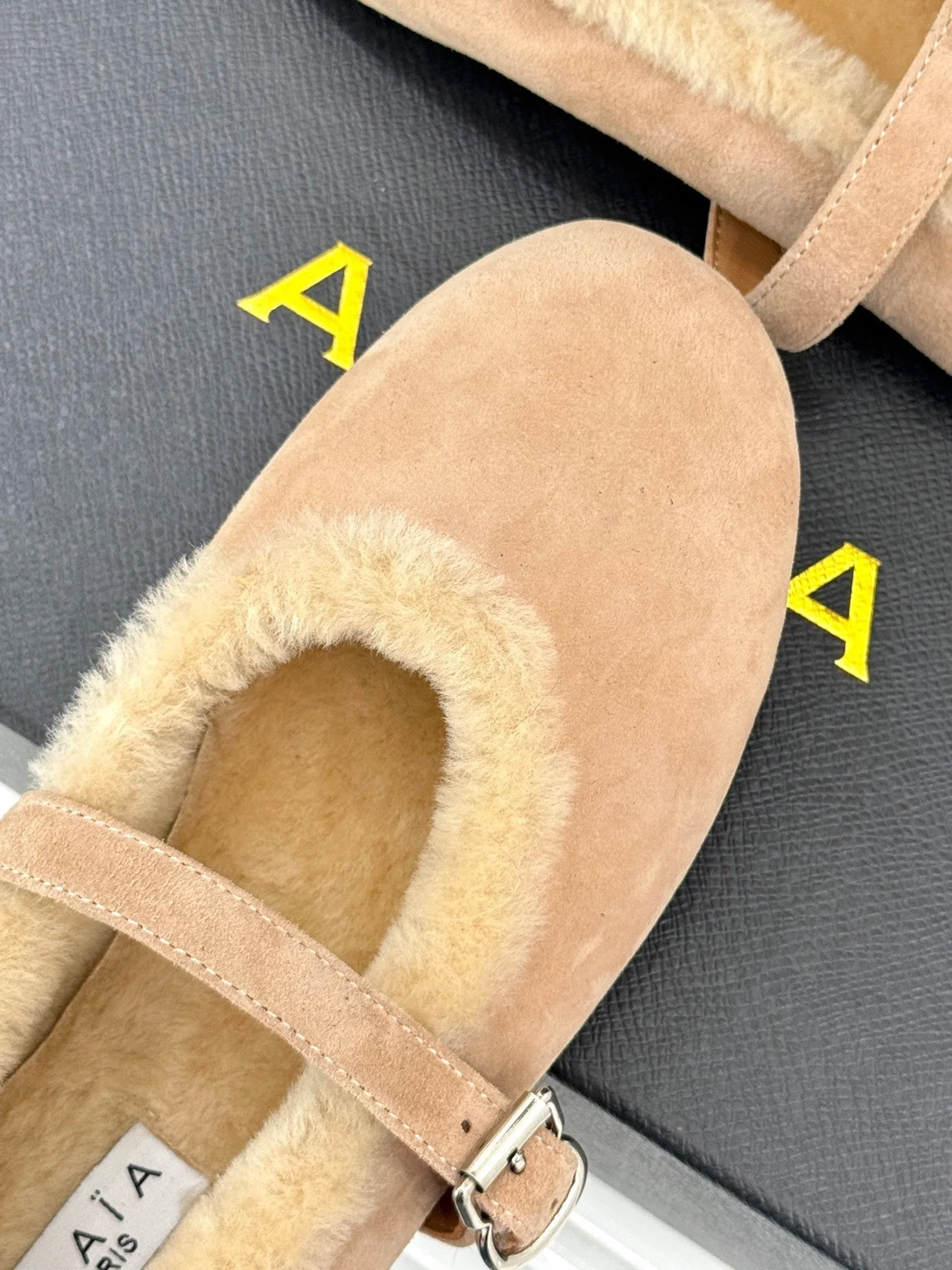 Alaia 25WF Mary Jane light beige suede wool 472220 - Image 8