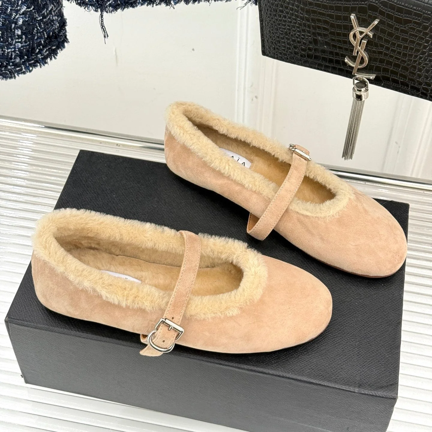 Alaia 25WF Mary Jane light beige suede wool 472220