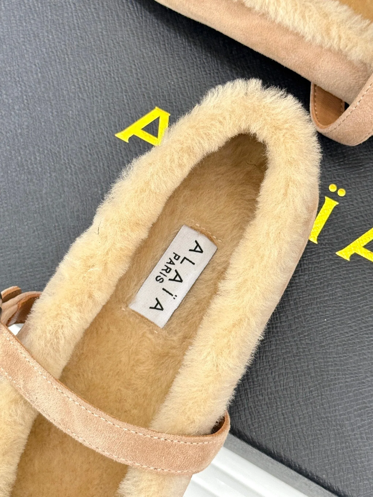 Alaia 25WF Mary Jane light beige suede wool 472220 - Image 5