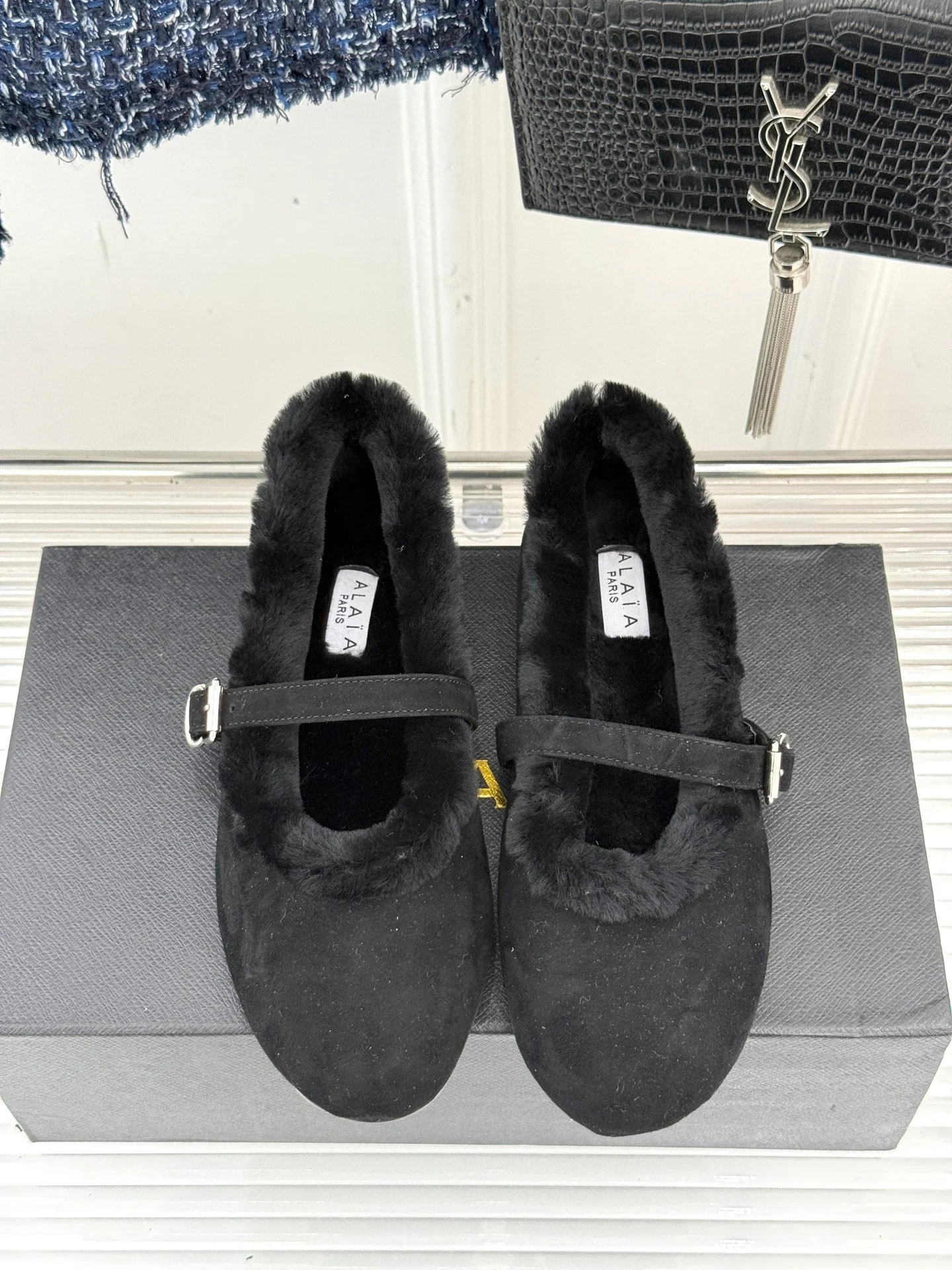 Alaia 25WF Mary Jane black suede wool 472225 - Image 9