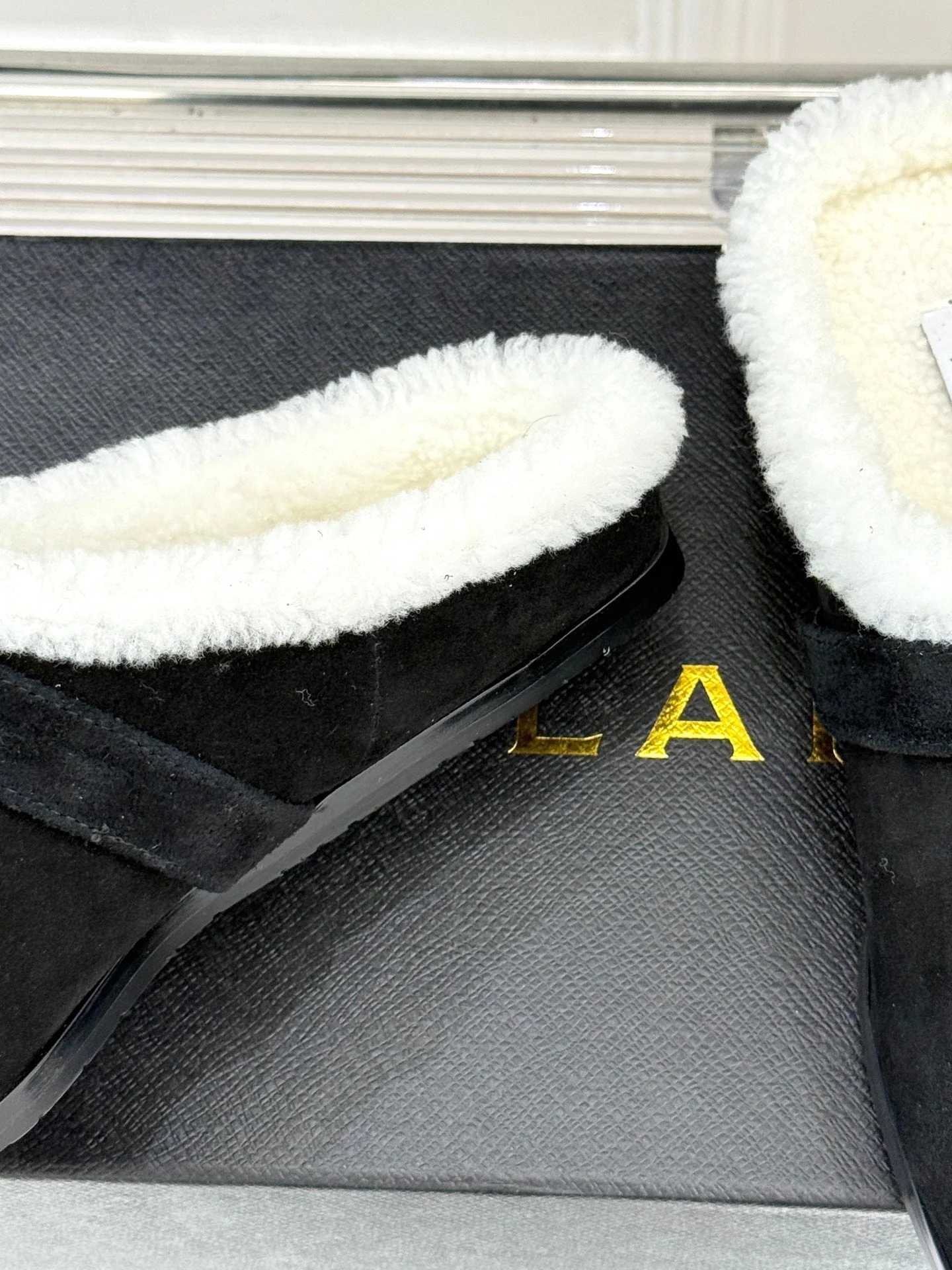 Alaia 25WF slippers belt buckle black suede wool 472226 - Image 7