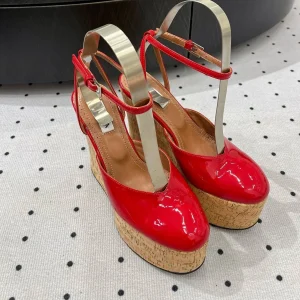 Alaila Wedge Sandals 115mm In Red Glossy Lambskin 954891