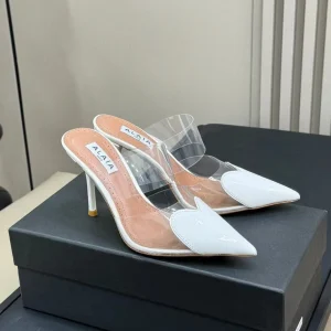 alaia mule 90 optic white heart lambskin