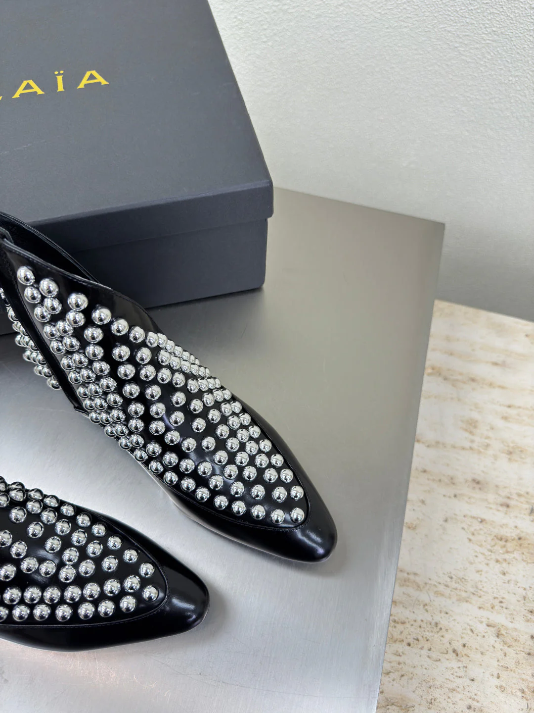 ALAIA Rivet ankle boots black cowhide leather 471093 - Image 4